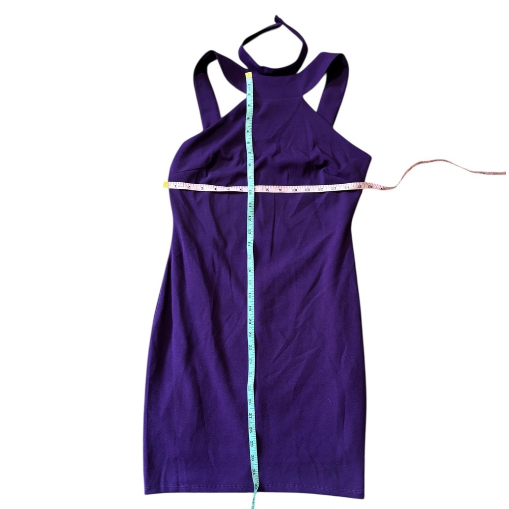 Bebe Womens Purple Halter Neck Cut Out Shoulder Bodycon Mini Dress Small NWOT - Picture 7 of 9